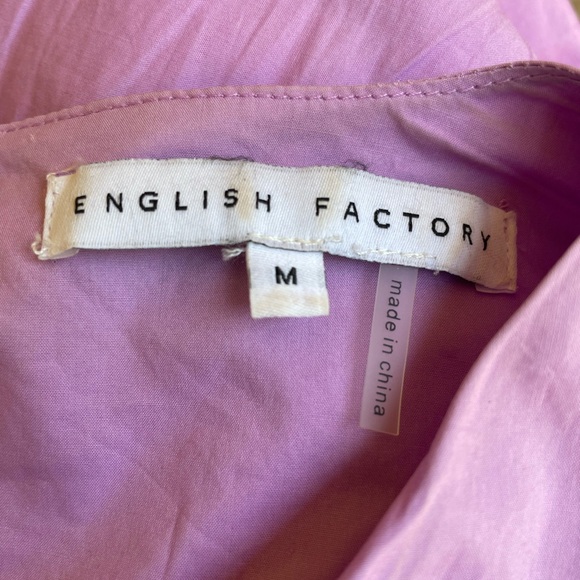 English Factory Purple Short Sleeve Cotton Blend Ruffle Detail Dress. - Picture 10 of 12